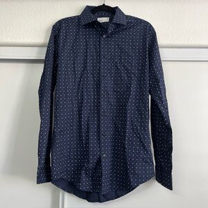 Nordstrom Mens Dress Shirt Size 15 1/2 34/35 Trim Fit Performance Button Down